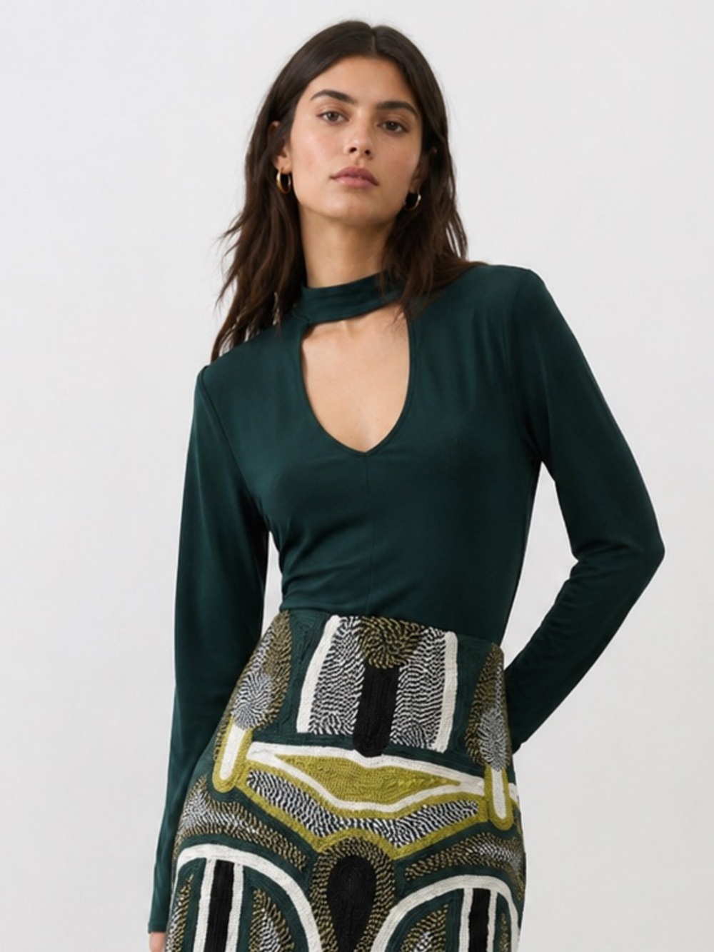Express Hunter Green Turtleneck with Cutout